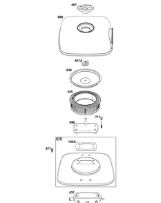 Air Cleaner Group Diagram and Parts List for 61G477-0005-J1 400000 - 699999 Briggs and Stratton Engine